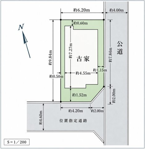 東園田町７丁目　古家付土地の土地図