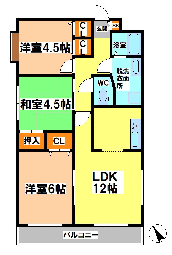 三鷹市上連雀２丁目の賃貸マンションの間取り
