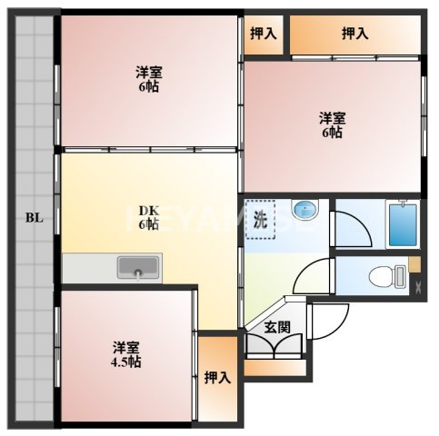 ビレッジハウス寿古3号棟の間取り