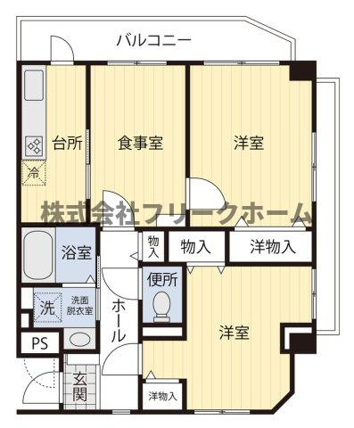 武蔵野市境２丁目の賃貸マンションの間取り
