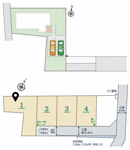 鴻巣市滝馬室（4区画）1号棟の区画図