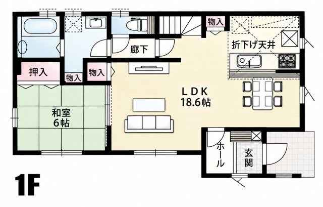 鴻巣市滝馬室（4区画）1号棟の間取り