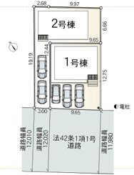 秦野市富士見町第4　新築一戸建て　2号棟の区画図|配置図