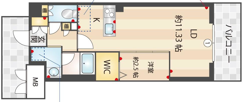 西宮市松原町の賃貸マンションの間取り