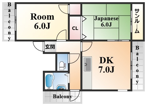 フラット灘南の間取り