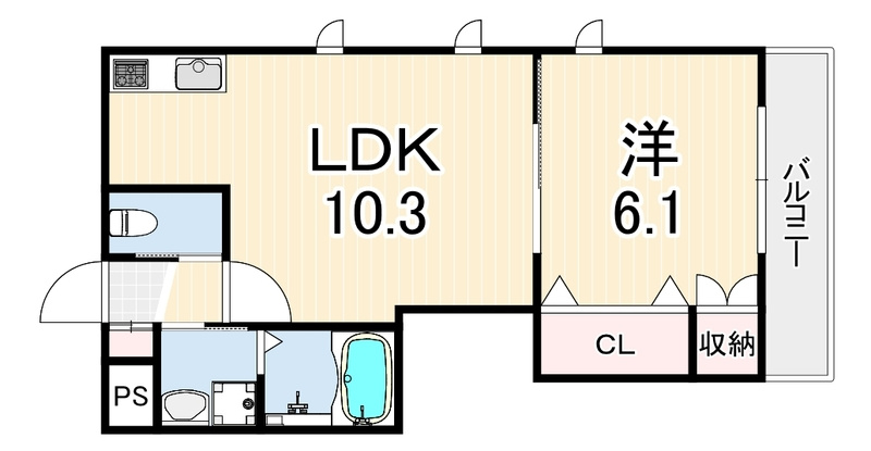 神戸市東灘区岡本２丁目の賃貸マンションの間取り