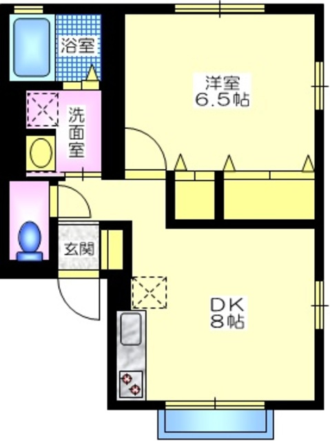 ラ・リベルテの間取り|２Ｆ角部屋２面採光　ゆとりの１ＤＫ