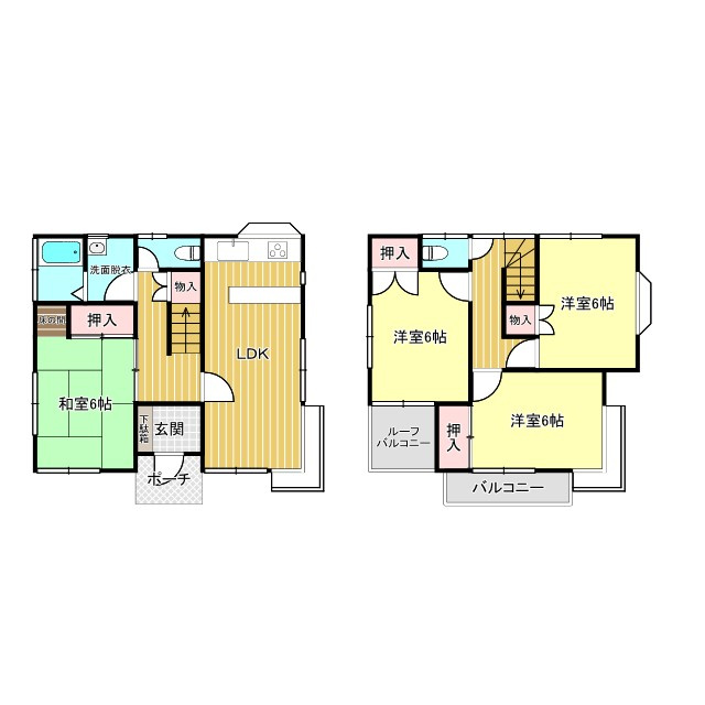 青梅市梅郷２丁目中古戸建の間取り|全室6帖以上、2面採光、使い勝手の良い4LDKです！