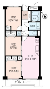 ◎ファミリータイプの3LDKの間取りとなります。