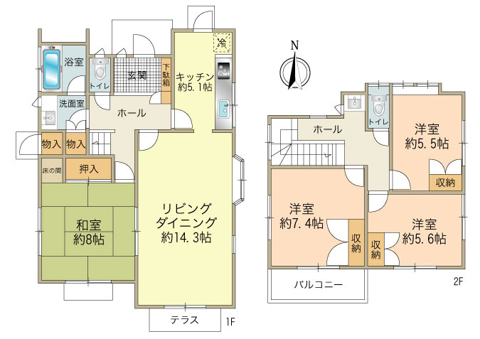 現建物の間取り（建物面積：109.71㎡）平成6年築