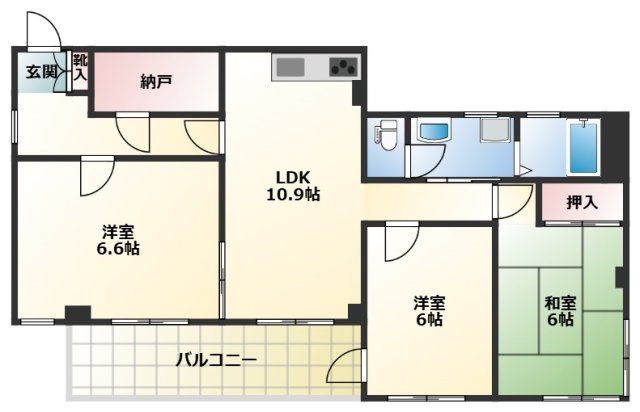 調布市布田２丁目の賃貸マンションの間取り