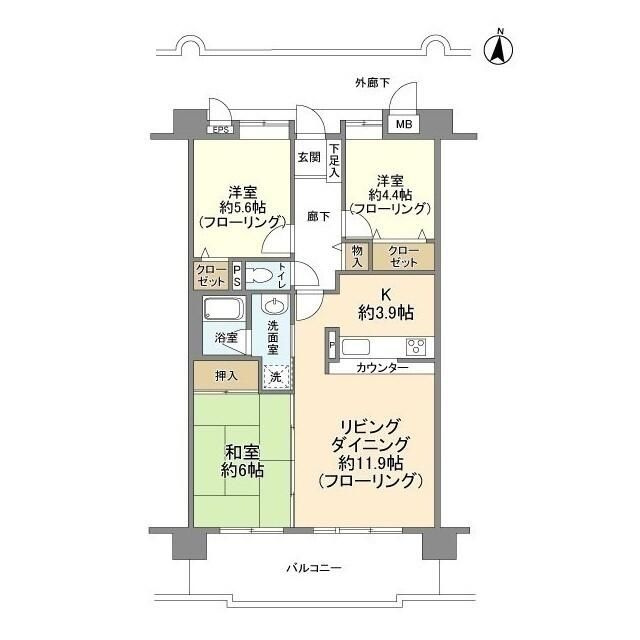 とちのき通り北弐番館の間取り