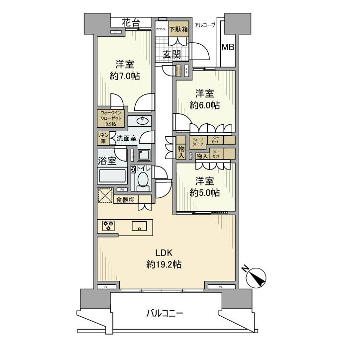 ＨＡＲＵＭＩ　ＦＬＡＧ　ＰＡＲＫ　ＶＩＬＬＡＧＥ　Ｆ棟の間取り