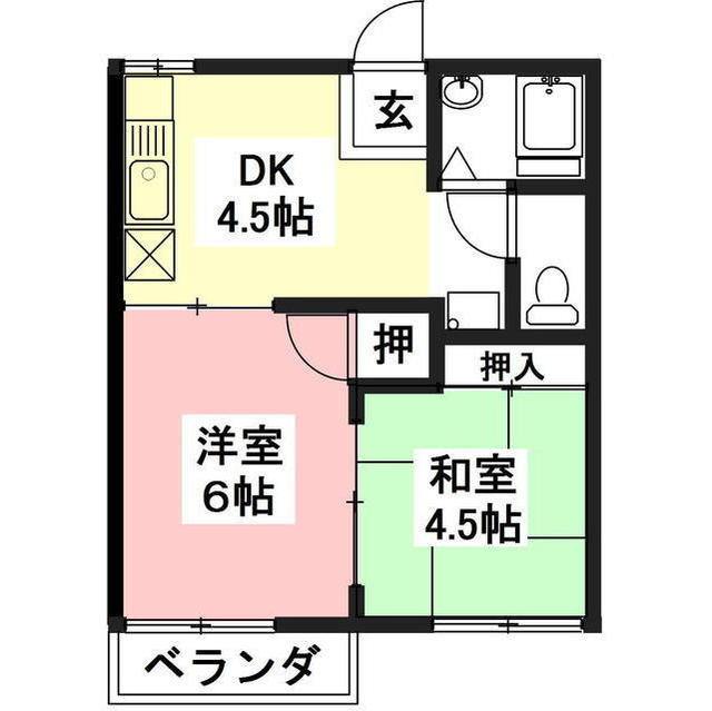 岐阜市茜部新所１丁目のアパートの間取り