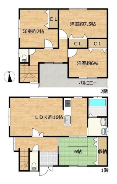 天理市櫟本町　一戸建の間取り