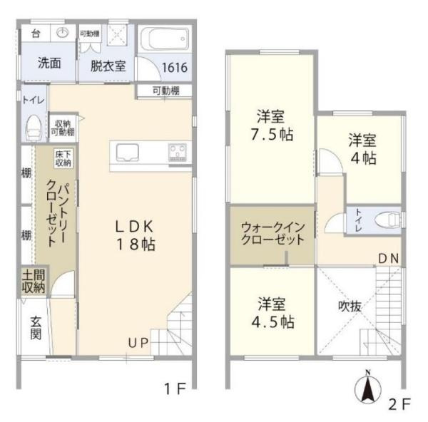 天理市別所町　一戸建の間取り