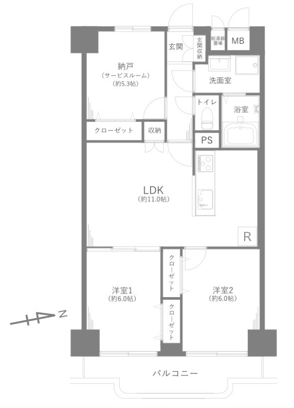 蓮根ファミールハイツ2号棟の間取り