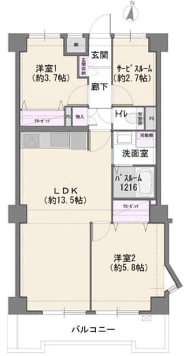 東久留米市大門町２丁目の中古マンションの間取り