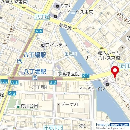 ステージグランデ新川の地図