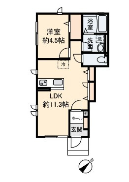 【間取り】 | テラスプラム | 新築！1LDKの間取りです！