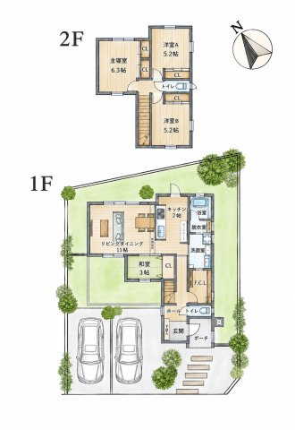 福岡市南区老司3丁目第1-12棟（6号棟）の間取り