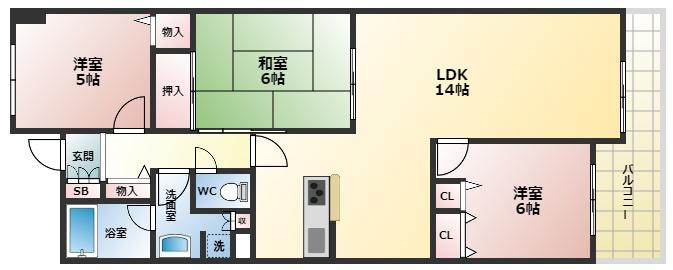 バッハレジデンス西宮上ヶ原の間取り