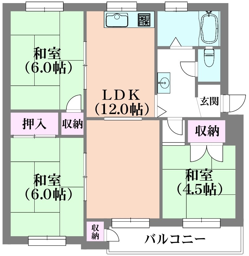 神陵台北住宅69号棟の間取り