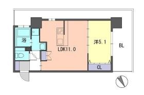 福岡市中央区渡辺通５丁目の賃貸マンションの間取り|間取り図