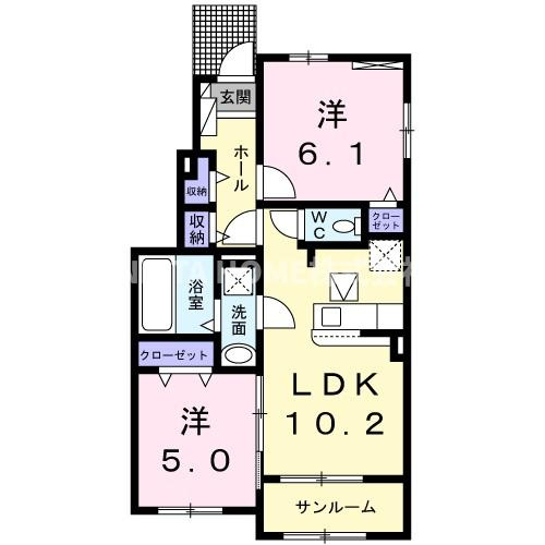 ボナールⅡの間取り|即入居可！角部屋＊１階２ＬＤＫのお部屋でお子様連れにもオススメ♪