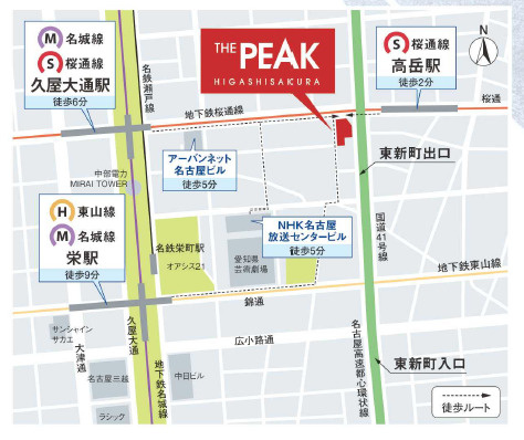 THE PEAK HIGASHISAKURAの地図