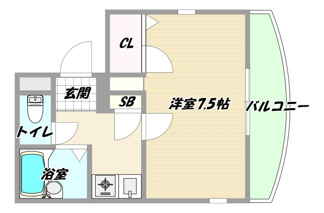 大阪市淀川区新高２丁目の賃貸マンションの間取り