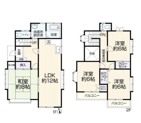 川越市大仙波　中古売戸建の間取り