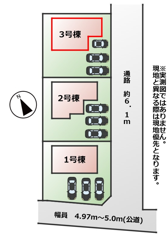 いろどりアイタウン栃木市大平町西野田26-P1の区画図|【全3棟】各号棟の詳細については、お気軽にお問い合わせください♪