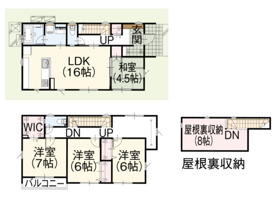 酒田市上安町【全館空調×屋根裏】2号棟の間取り|間取り図