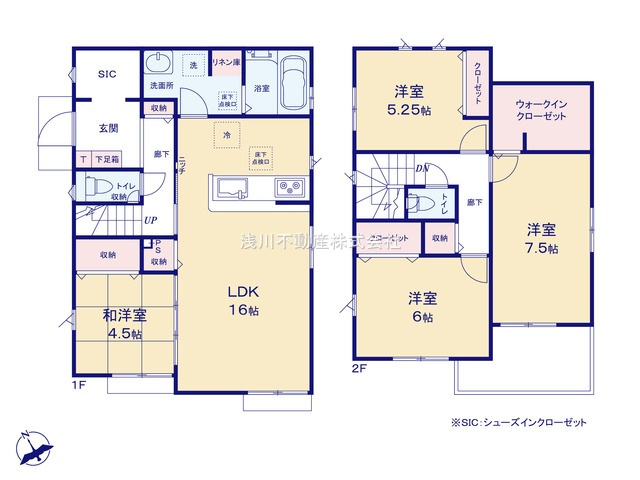 八王子市　諏訪町　新築一戸建て　３期の間取り|～南西向き4LDK　シューズインクロークなど収納豊富な間取り～