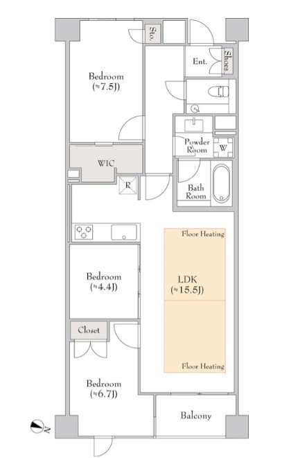 港区西麻布２丁目の賃貸マンションの間取り