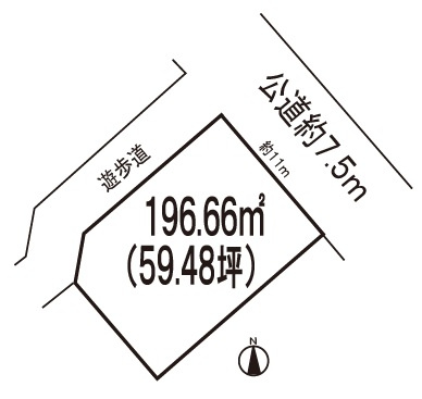 小牧市城山５丁目　売地の土地図|角地！　敷地広々！59.48坪。