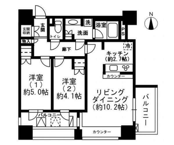新宿区市谷本村町の賃貸マンションの間取り