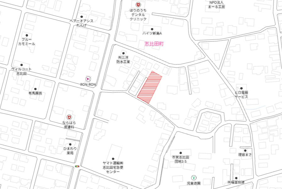 都城市志比田町の売地の土地図