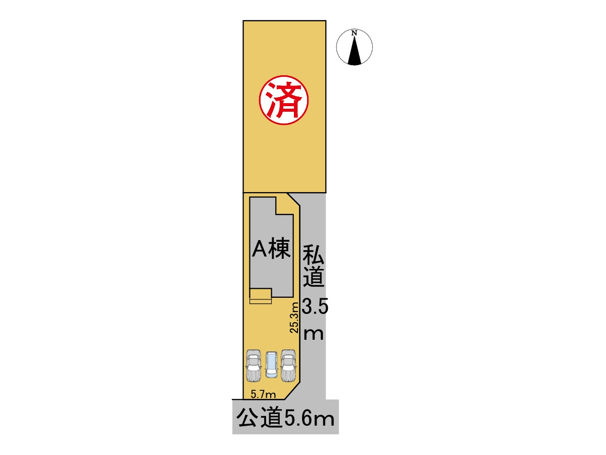 ダイマルタウン　岐阜市茜部寺屋敷第6　全2区画分譲の区画図|■区画図
■YAMADA電機の　ヤマダ不動産　株式会社リライフ　
いつでもお問合わせ下さい。