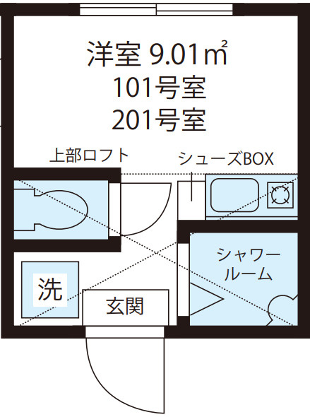 カーサ・フォレスタの間取り|ワンルーム+ロフト