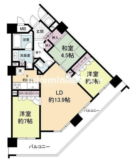 エルセレーノ上本町レジデンスの間取り