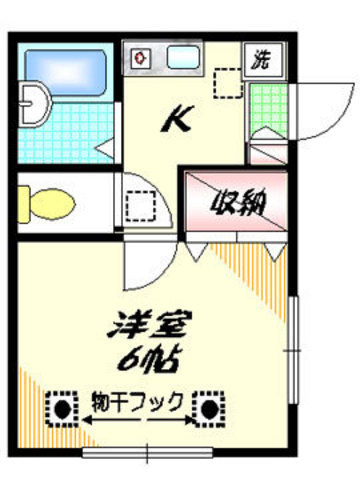 ジュネスオヤベの間取り|床下収納2ヶ所 駅徒歩5分の1K