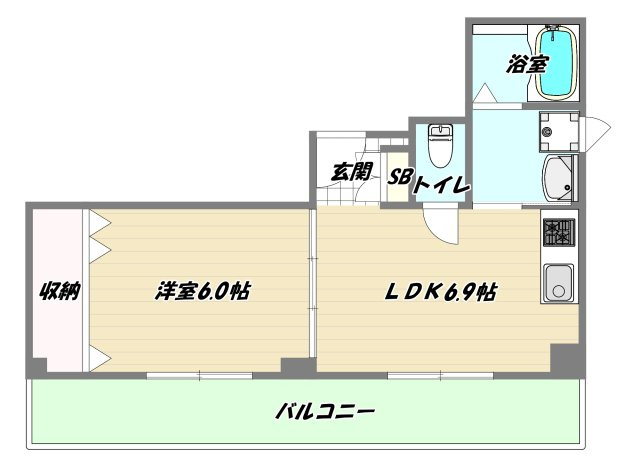 大阪市淀川区十三東１丁目の賃貸マンションの間取り