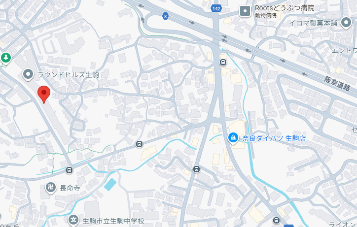 ラウンドヒルズ生駒B棟の地図