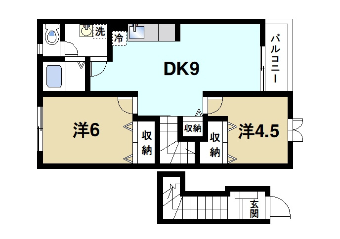メゾンドブルージュの間取り|ゆったりとした広さのリビングでくつろぐことができます