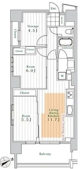新宿区西早稲田２丁目の賃貸マンションの間取り