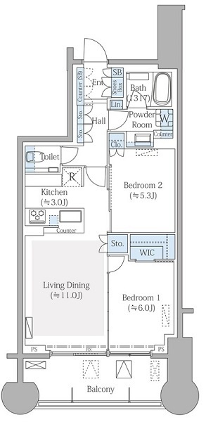 台東区池之端３丁目の賃貸マンションの間取り