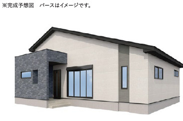 土浦市荒川沖東6期　新築戸建の外観パース|飽きの来ないシンプルモダンな外観。完成が待ち遠しい、上品なデザインパースをご覧ください。
