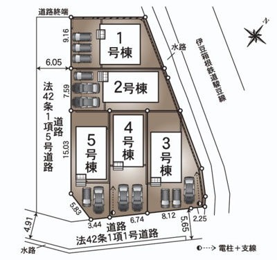 【区画図】 | 三島市中第3　新築一戸建て　5号棟